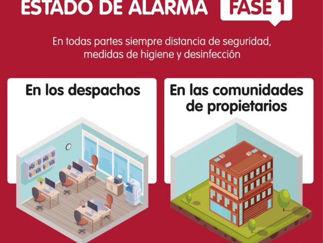Medidas de prevención COVID19 en despachos y comunidades de propietarios en Fase 1